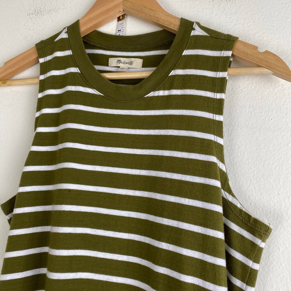 Madewell Olive and White Striped Midi Dress - Picture 6 of 14